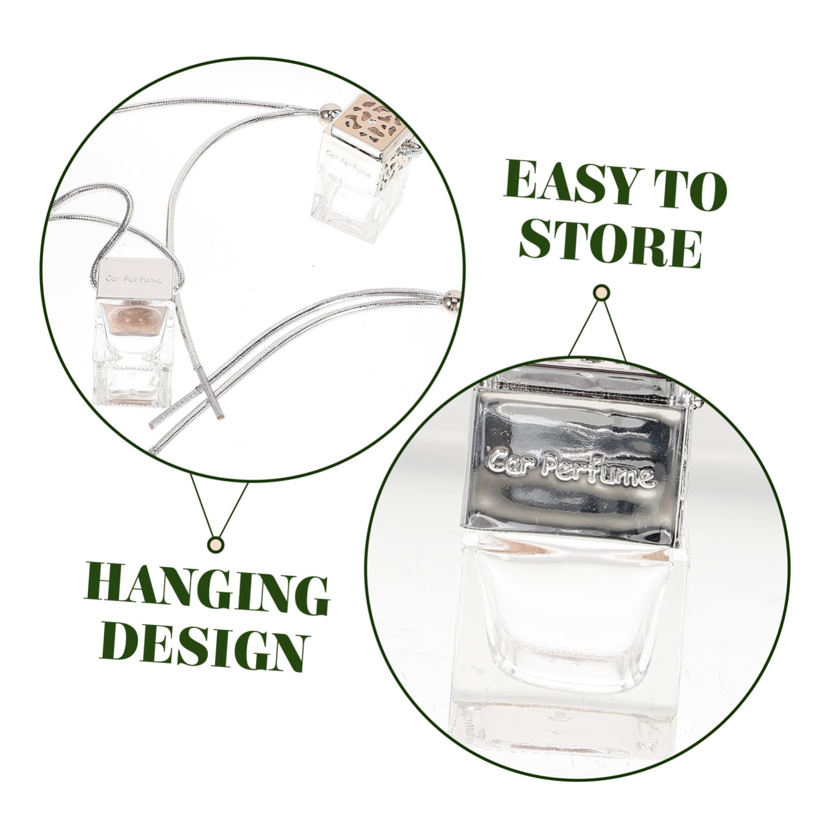 Bottiglia Profumo Auto Sospesa in Vetro 8ml 20 Pezzi Argento | Dispenser Portatile per Fragranze, Contenitore Aromi Multifunzione, Uso Quotidiano