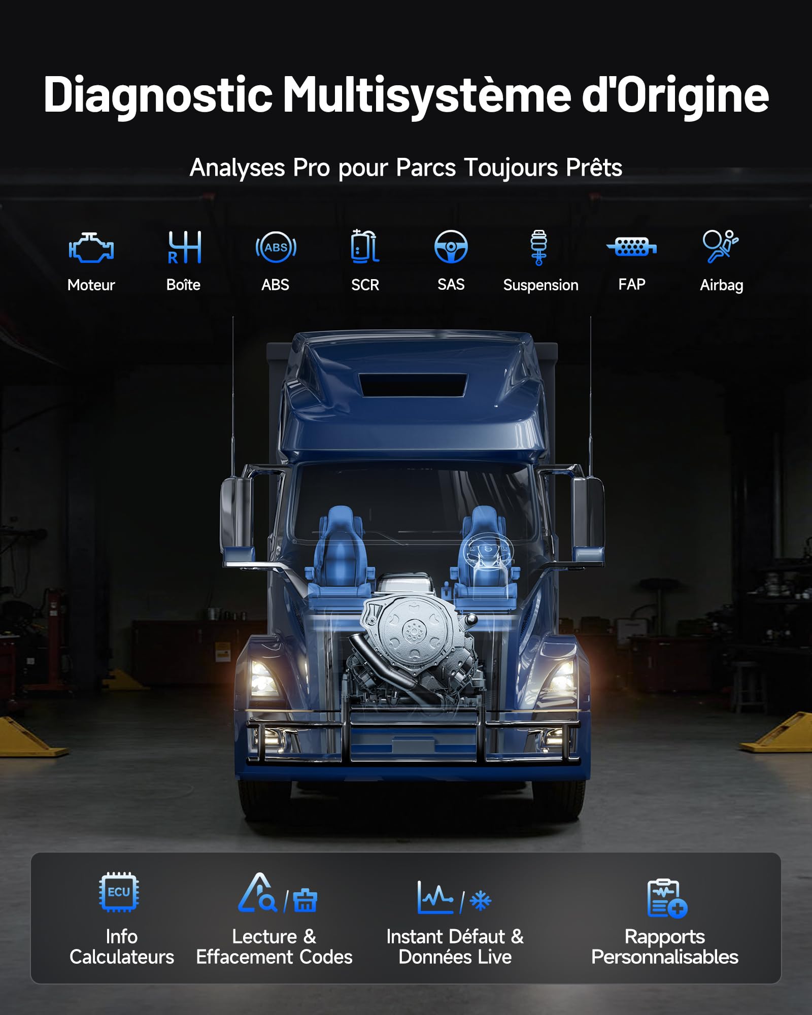 TOPDON ArtiDiag HD Valise Diagnostic Camion pour Poids Lourds