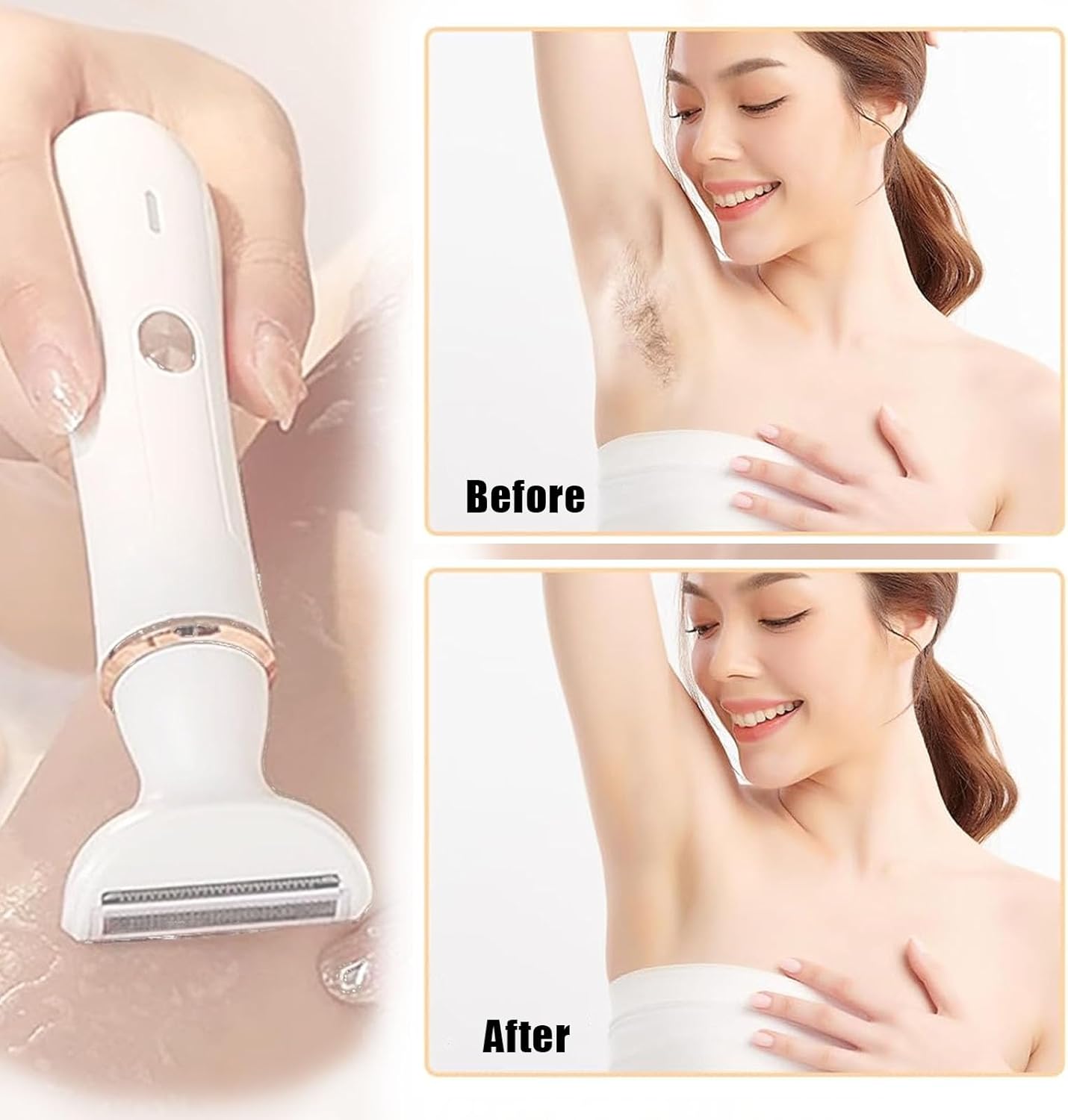 Electric Razor for Women,4-in-1 Women’s Facial Hair Removal for Face Nose Eyebrow Beard Arm Leg Armpit, Rechargeable Womens Body Shavers Set(White) - Image 4