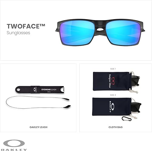 Miniatura 2 de Oakley Twoface OO9189 - Lentes de sol cuadrados para hombre + correa + paquete con kit de gafas de diseñador iWear