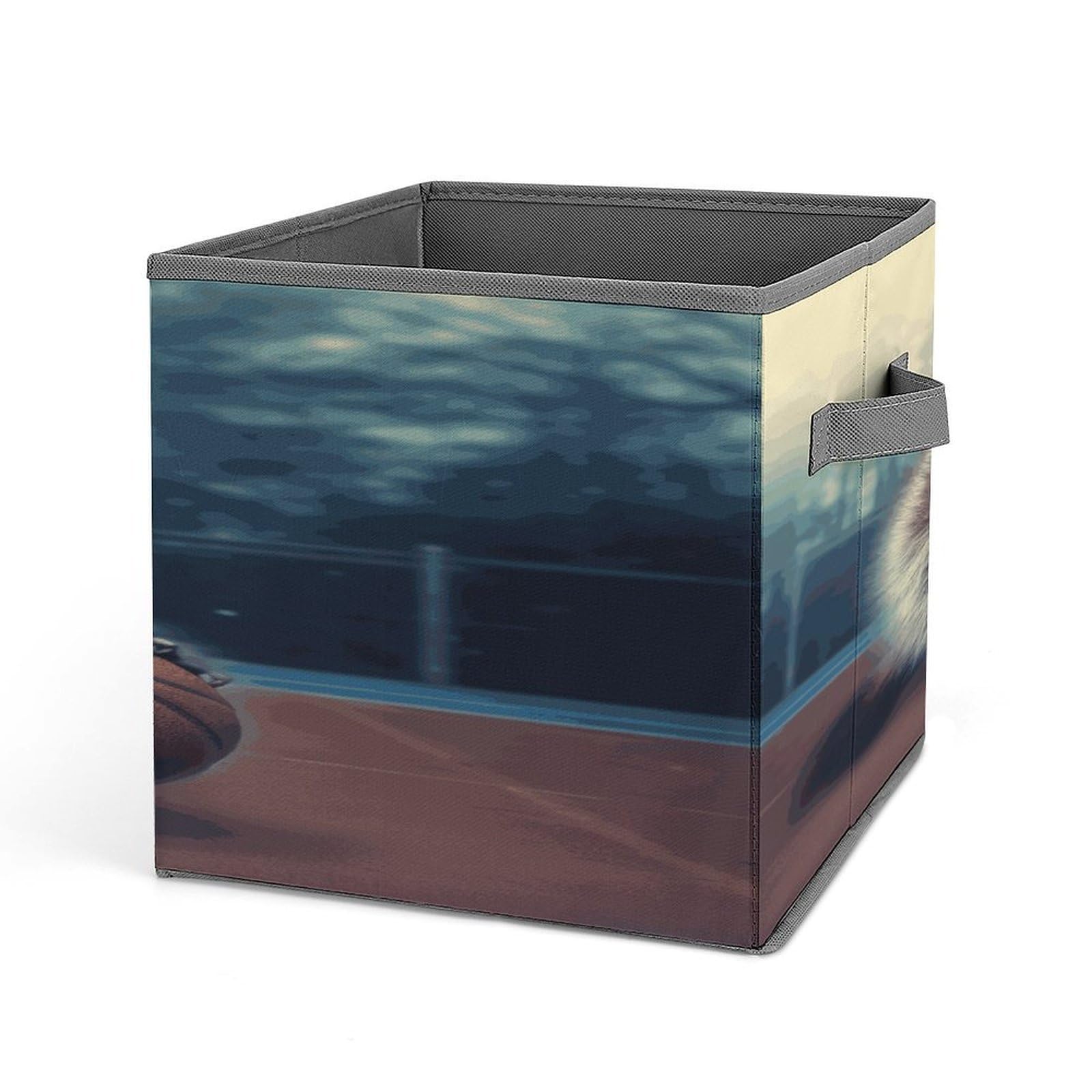 Fekiloot Style Funny Raccoon Basketball Storage Bins Storage Baskets