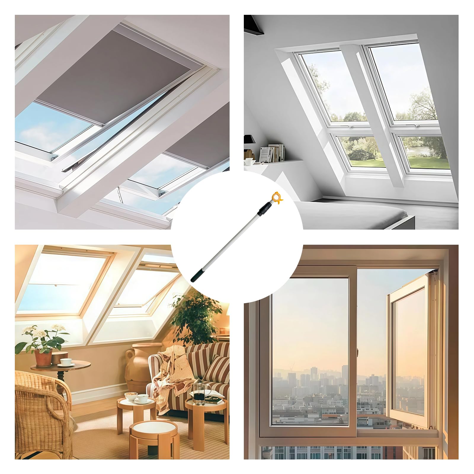 Fenstergriff Verlängerung Für Velux Dachfenster Stange Zum Öffnen - Fensteröffner Stange, Teleskopstange Fenster Öffnen, Fensteröffner Verlängerung, Dachluken Haken Window Handle Extension 80-120cm