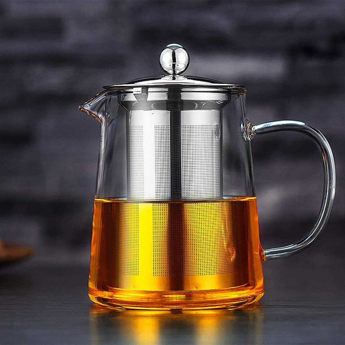 Tetera De Cristal con Colador, Té de Vidrio De Borosilicato con Colador, Transparente Para Té Suelto, Apta Para Iavavajillas 550 ml