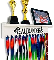 Custom Personalized Medal Holder & Trophy Shelf with 3D Name - Wooden Wall Display for Medals, Awards & Ribbons | aoiame