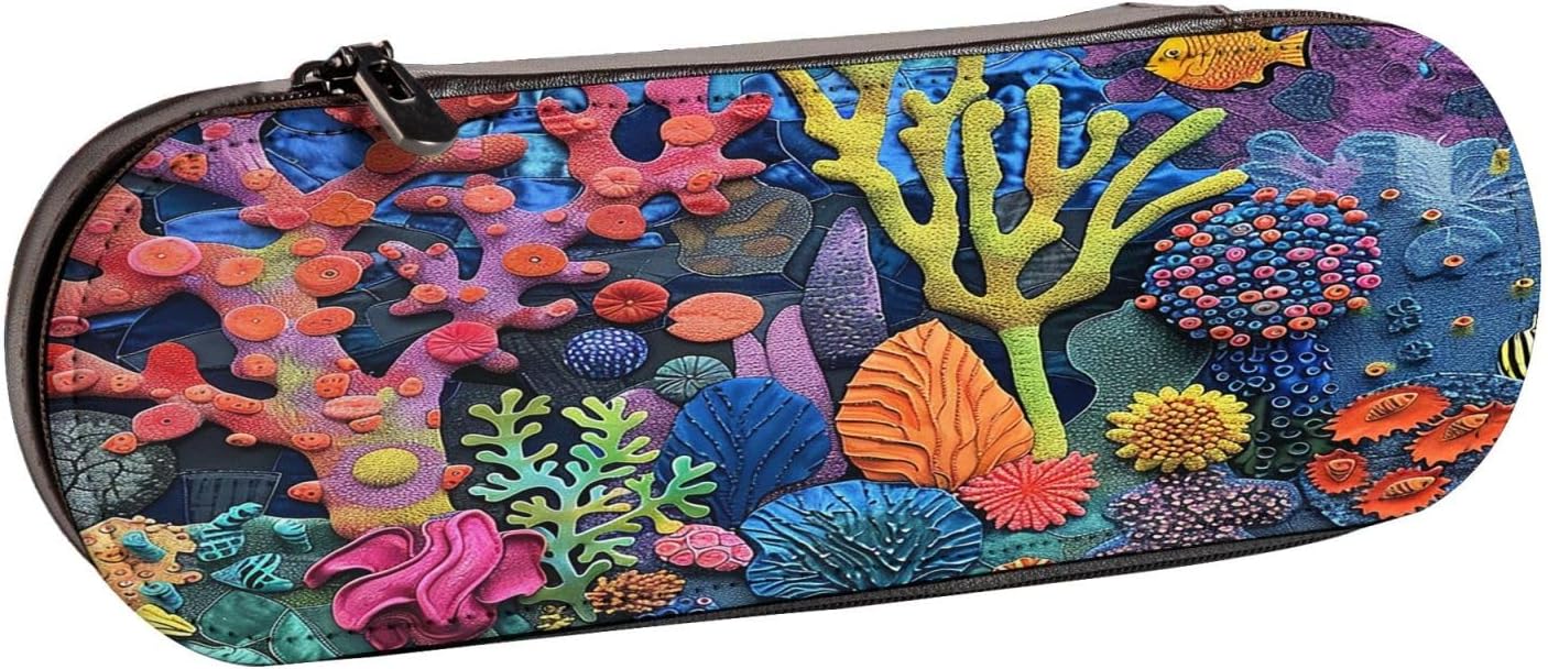 sea plants Leather Multi Slot Pen Storage Case