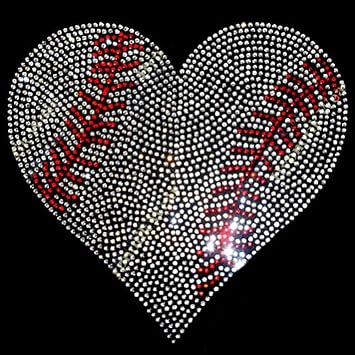 Rhinestone Transfer Crystal Baseball Heart Hotfix, Iron On, Bling