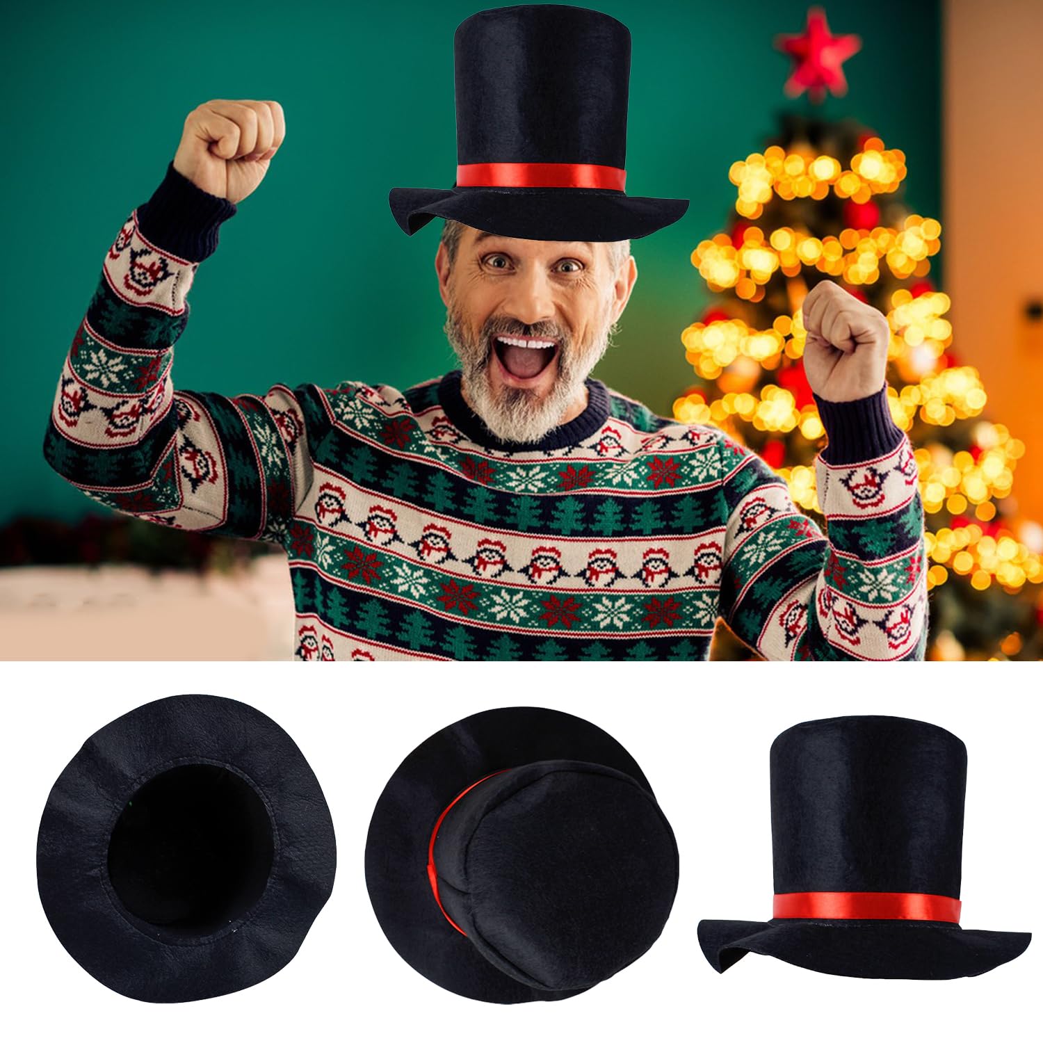 XNFUOE 10pcs Snowman Costume Adult Snowman Scarf Hat Carrot Nose Gloves Pom Pom Balls Tutu Skirt Christmas Fancy Dress for Women Men - Image 4