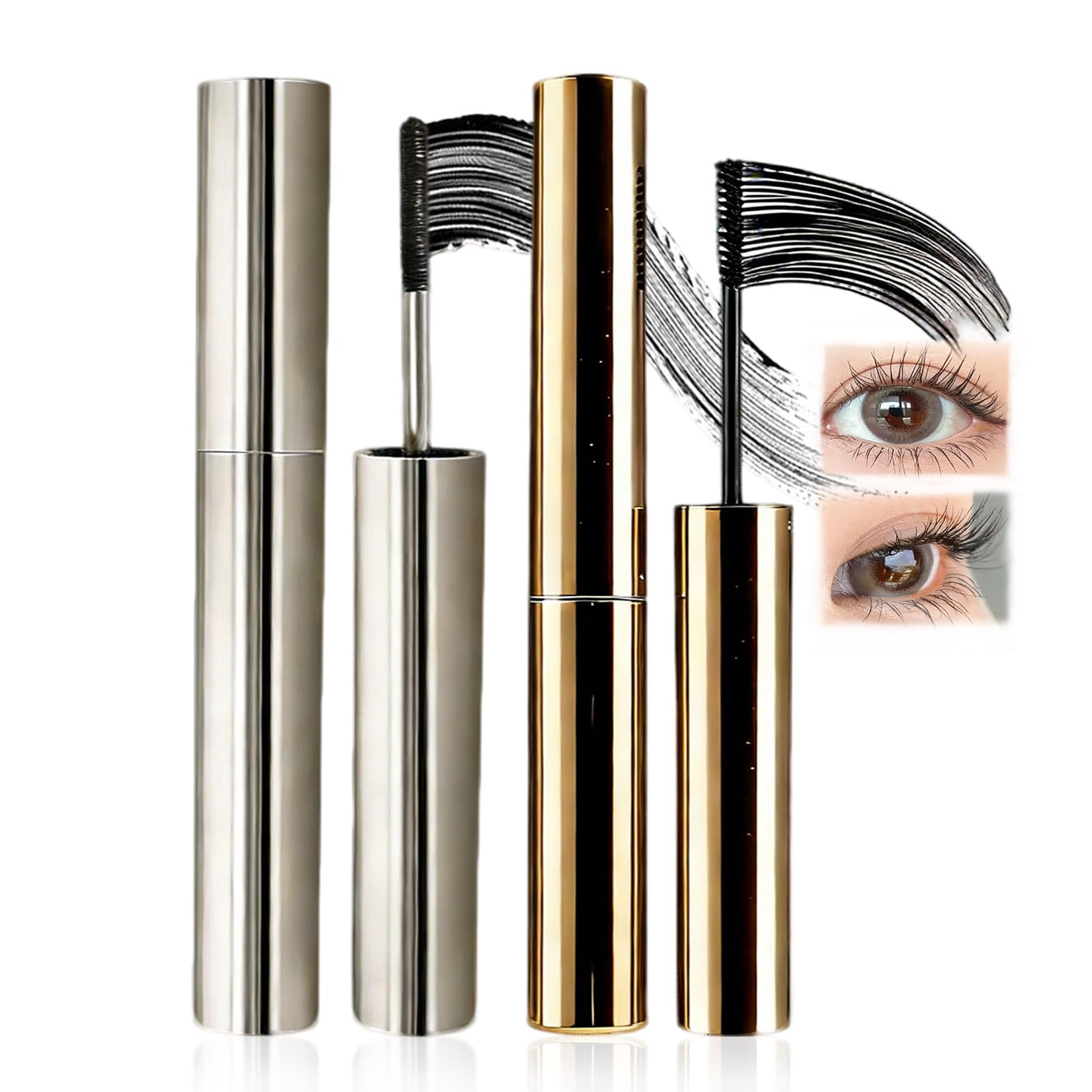 2Pcs Tubing Mascara and Eyelash Primer Set,Mascara Black Waterproof Volume and Length Waterproof,Lengthening Iron Wand Mascara for Women,0.22Fl Oz