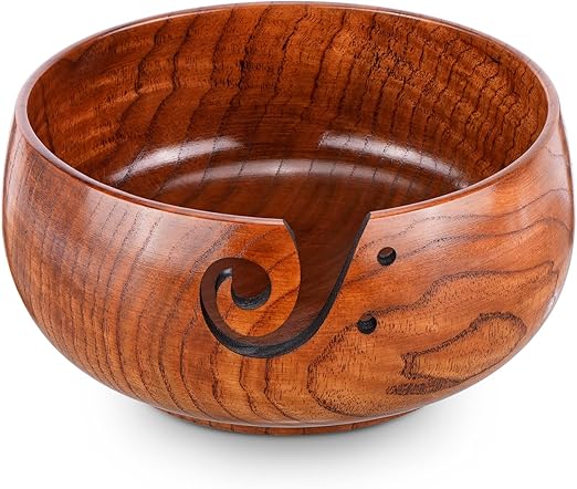 Wollgarnschale Mit Fadenschneider - Garnhalter Aus Holz Für Strickprojekte