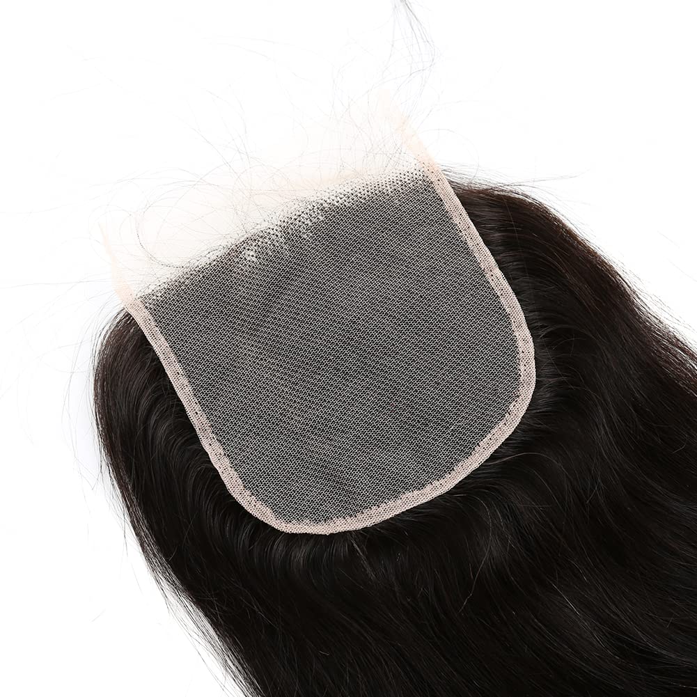 5x5 Lace Closure with Baby Hair Straight Human Hair Closure Unprocessed Brazilian Human Hair Free Part Natural Color 22 inch