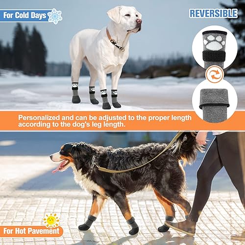Miniatura 6 de BEAUTYZOO Calcetines antideslizantes para perro, botas impermeables con agarre inferior para perros, protectores de patas para suelo de madera dura,