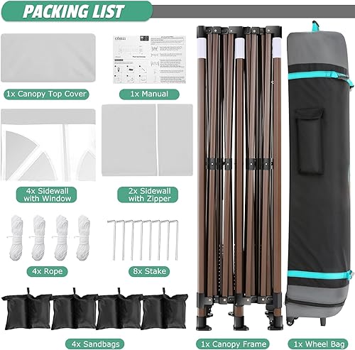 Miniatura 9 de COBIZI Tienda de campaña desplegable de 10 x 20 pulgadas, resistente con 6 paredes laterales extraíbles, tienda de campaña comercial resistente para