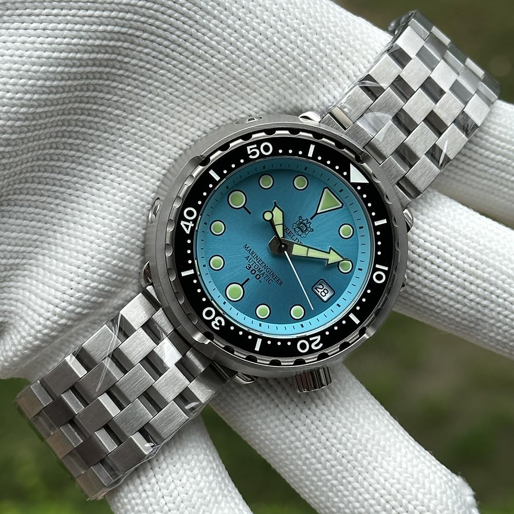Burnside Steeldive SD1975, pulsera de atún, NH35, zafiro, azul claro, V2, buceo, 5 eslabones, BNIB