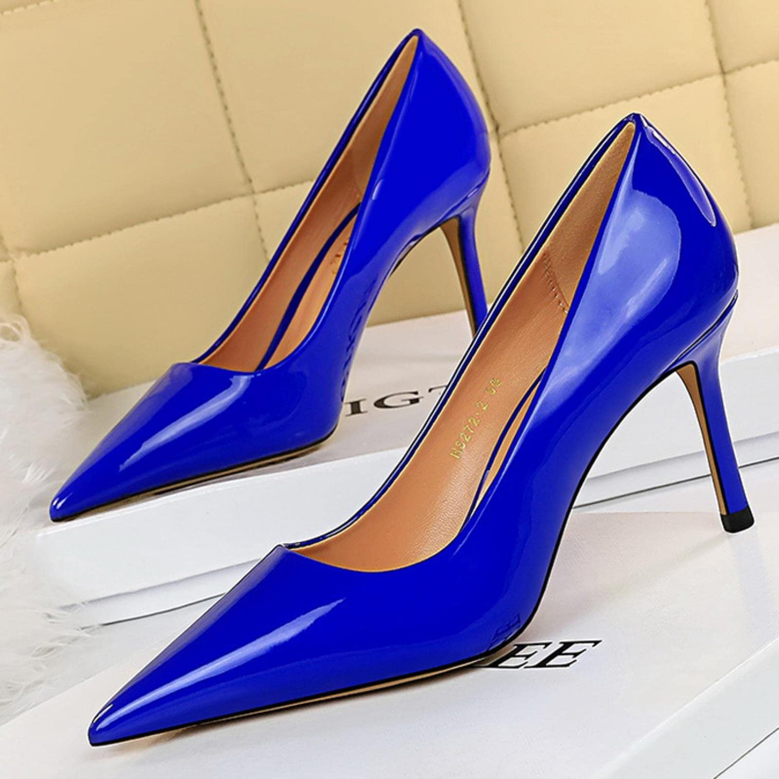 Escarpins en cuir verni pour femme - Talons aiguilles - Chaussures de fête tendance