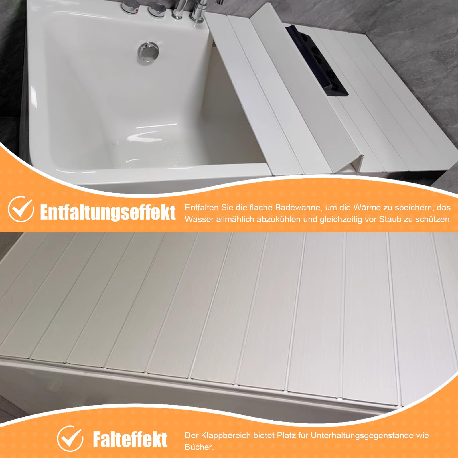 Badewannenabdeckung 180x80, Abdeckung Badewanne 80 cm Breit, Badewanne Abdeckung, Anti-Staub Faltbare PVC Platte Faltbarer Badewannenabdeckung für Badezimmer SPA (180 x 80 x 0.65cm)