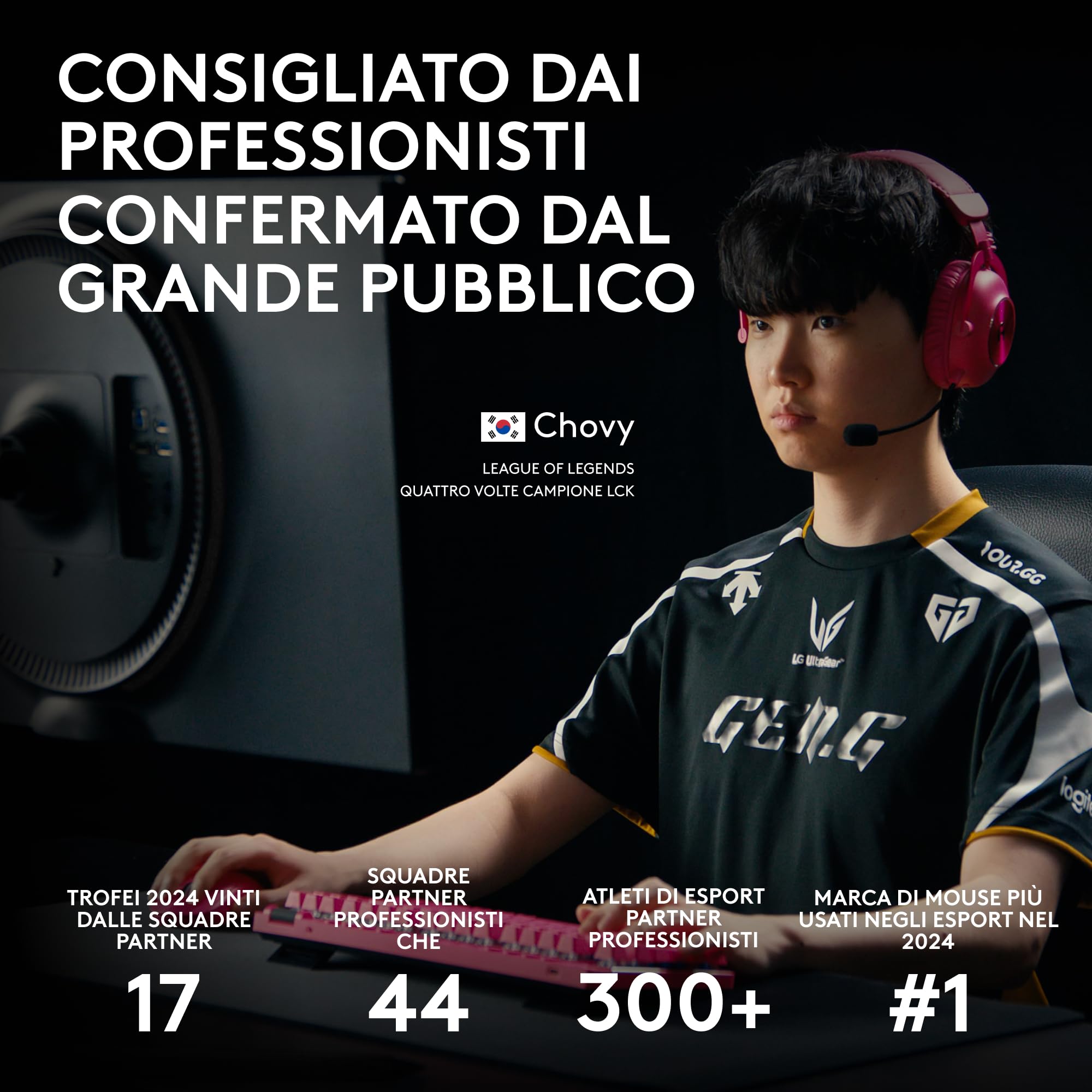 Logitech G PRO 2 LIGHTSPEED Mouse da gioco senza fili, fino a 4 pulsanti laterali magnetici personalizzabili e commutabili, ricarica USB-C, sensore da 32k DPI per PC/Mac