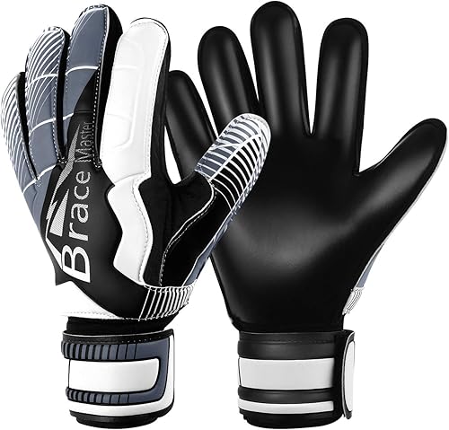 Brace Master - Guantes de portero para jóvenes y adultos, guantes de portero para niños con soporte para los dedos, guantes de fútbol para hombres y