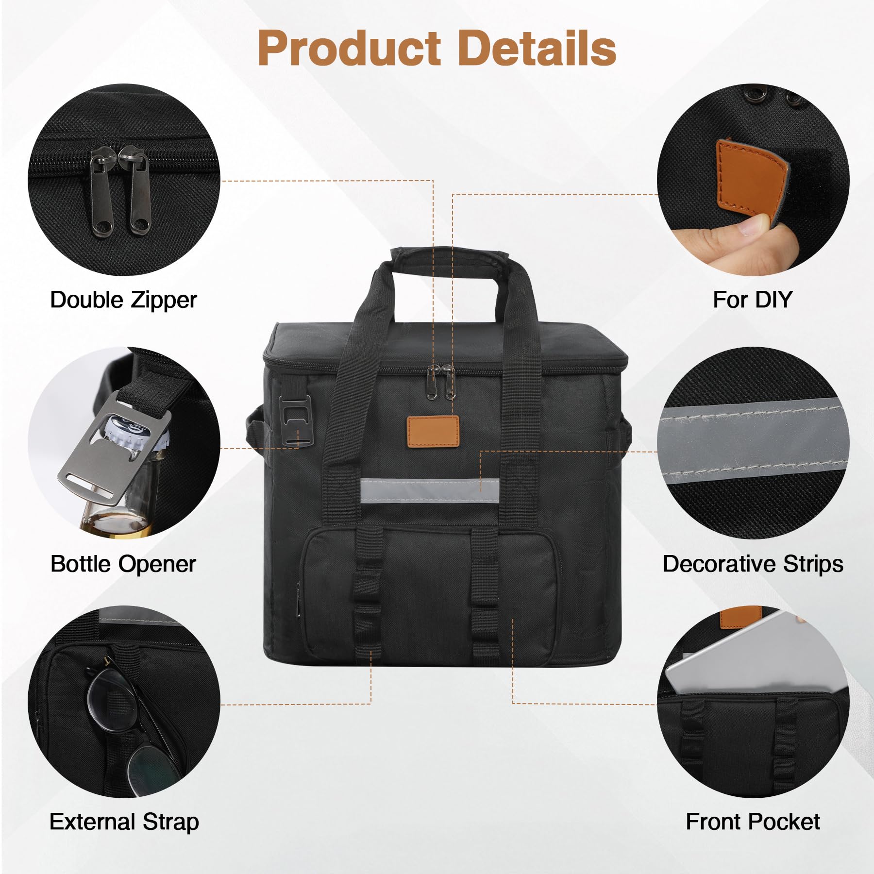 REDCAMP 40L Kühltasche, Große Thermotasche Lunchtasche mit Fronttasche Flaschenöffner, XL wasserdichte Isoliertasche Picknicktasche für Outdoor Camping Lebensmitteltransport, Schwarz