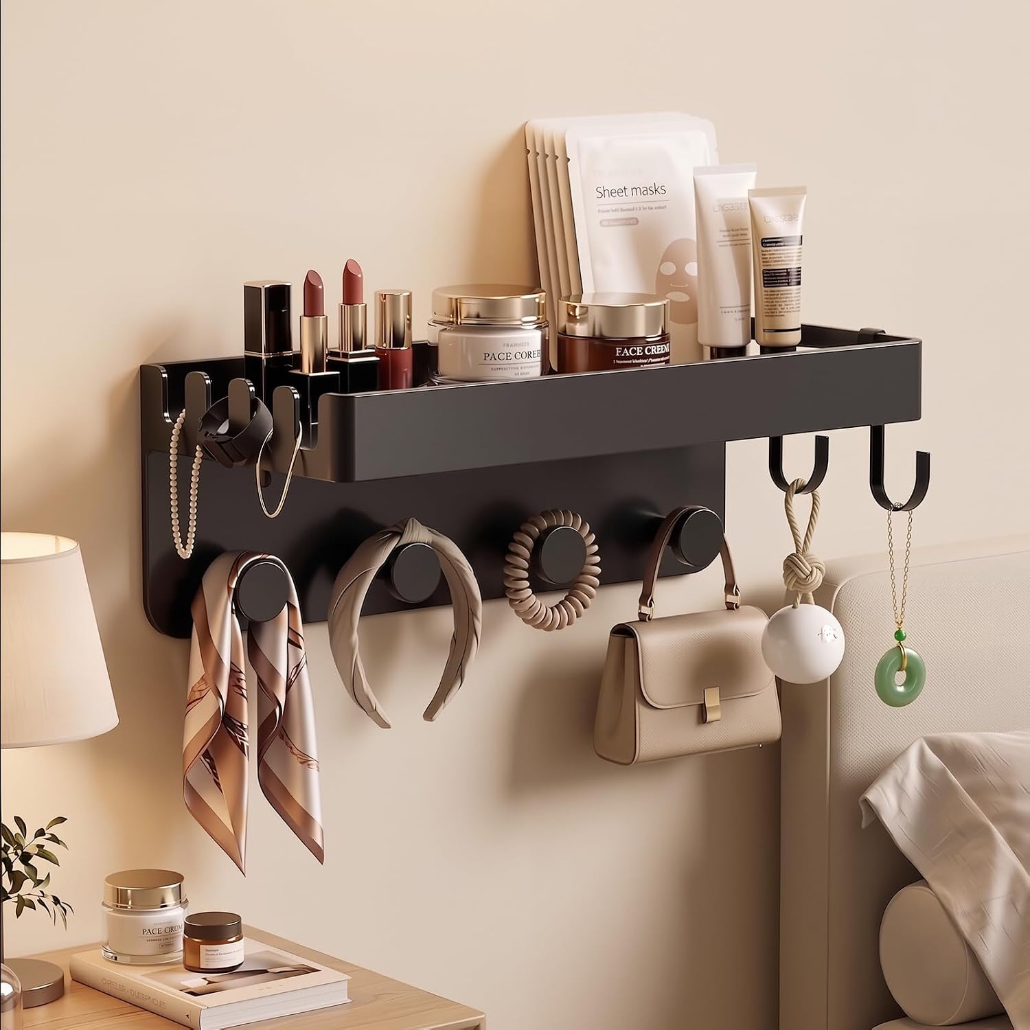 Floating Shelves Bedside Shelf Stick On Organizer Dorm Essential | Space Saving Storage Solution, Easy Accessory Display, Stylish Room Accent, Wall Mounted Design, Bedroom Organization Upgrade