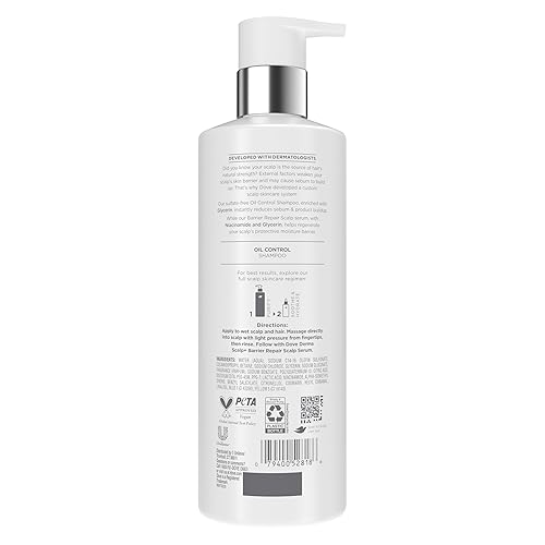 Miniatura 2 de Dove Derma Scalp Shampoo 1 ct Control de aceite para eliminar la acumulación suave, con glicerina, 16 oz
