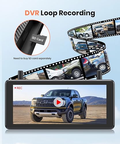 AUTO-VOX Caméra de Recul sans Fil Solaire DVR, Écran 7,2" 1080P HD - 6