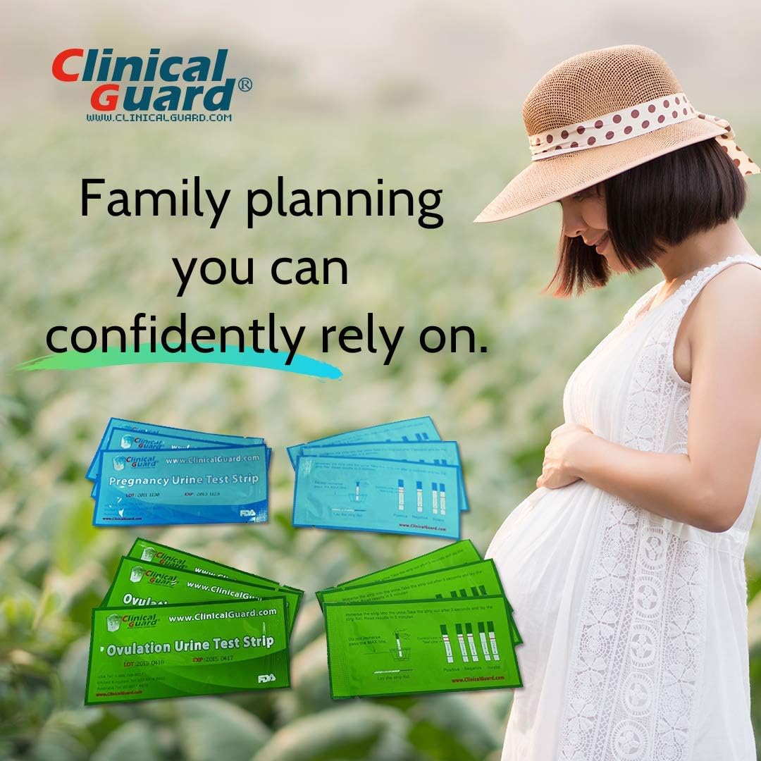 ClinicalGuard 20 Ovulation Test Strips & 5 Pregnancy Test Strips Combo : Health & Household