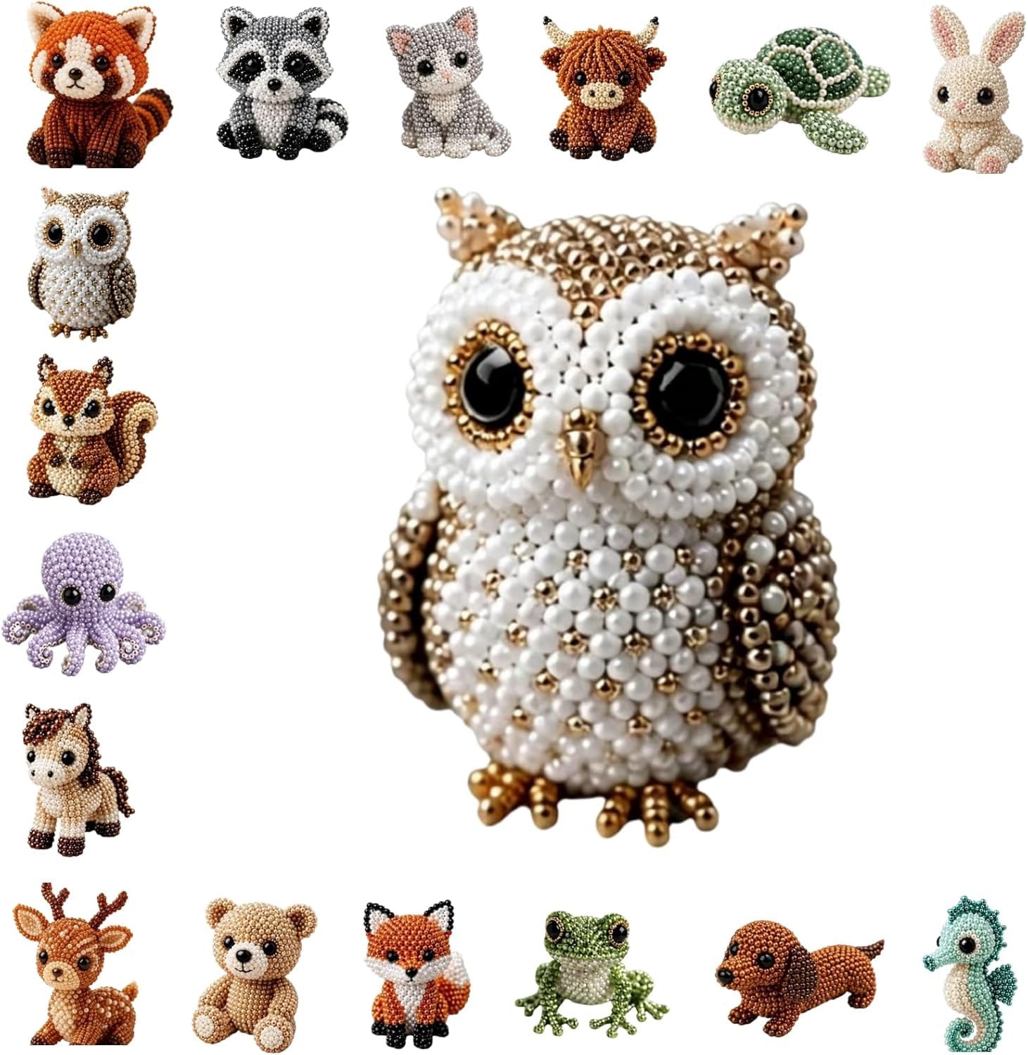 DIY Animal Beading Kit- Tiny 3D Beaded Animal DIY Set, with Colorful Beads and Instructions, Bead Embroidery Kits, Creative Arts & Crafts Gift for Stress Relief & Gift