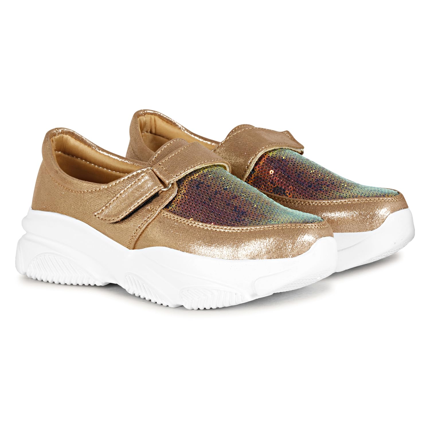 P stone Womens Sneakers Shoes with Hook & Loop Comfort|Cushioned|Party|Fashion|Everyday wear (Gold, 8) (B0CVS1KP56) Amazon Price History, Amazon Price Tracker