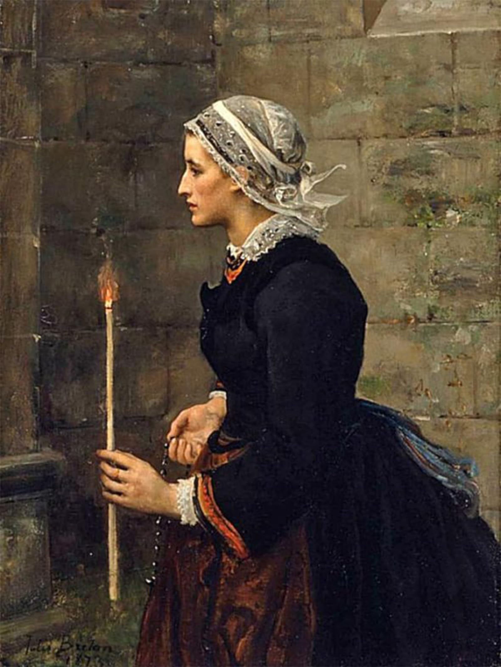 ARTXLXXBN Famous Painting Canvas Artwork Graffiti Print Woman with a Taper Jules-adolphe Breton Portrait Canvas Image for Home Decor 60x90cm