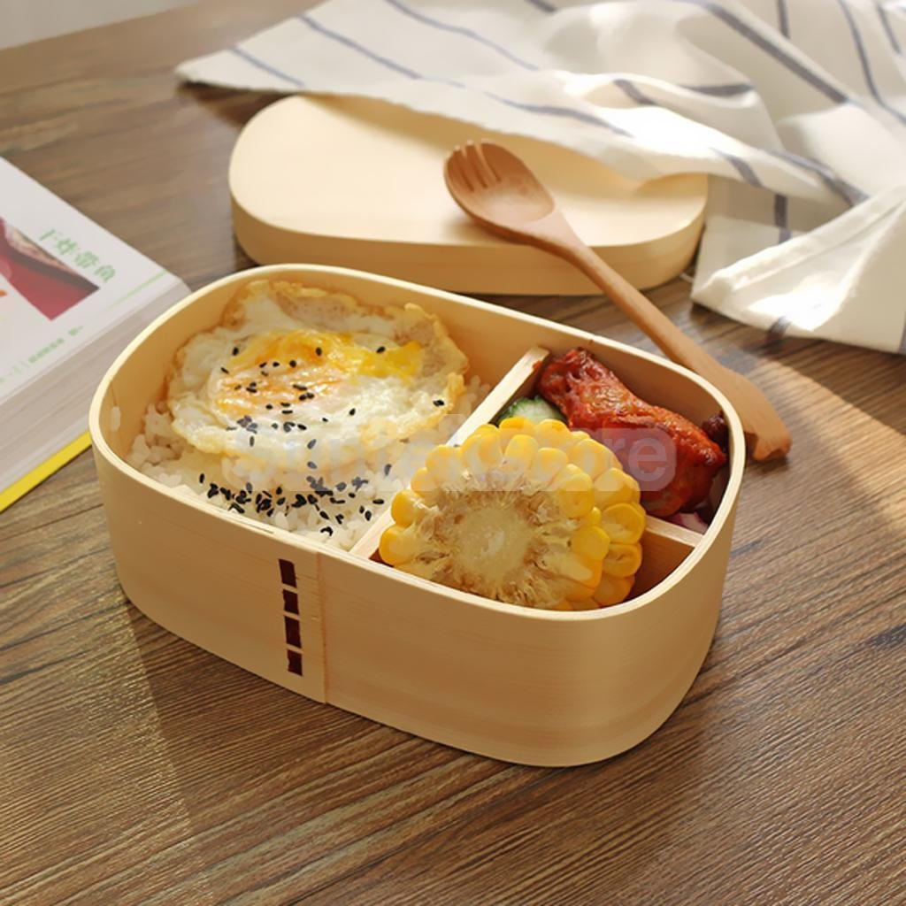 Generic Lunch Box Business Office School Bento Wood Food Container