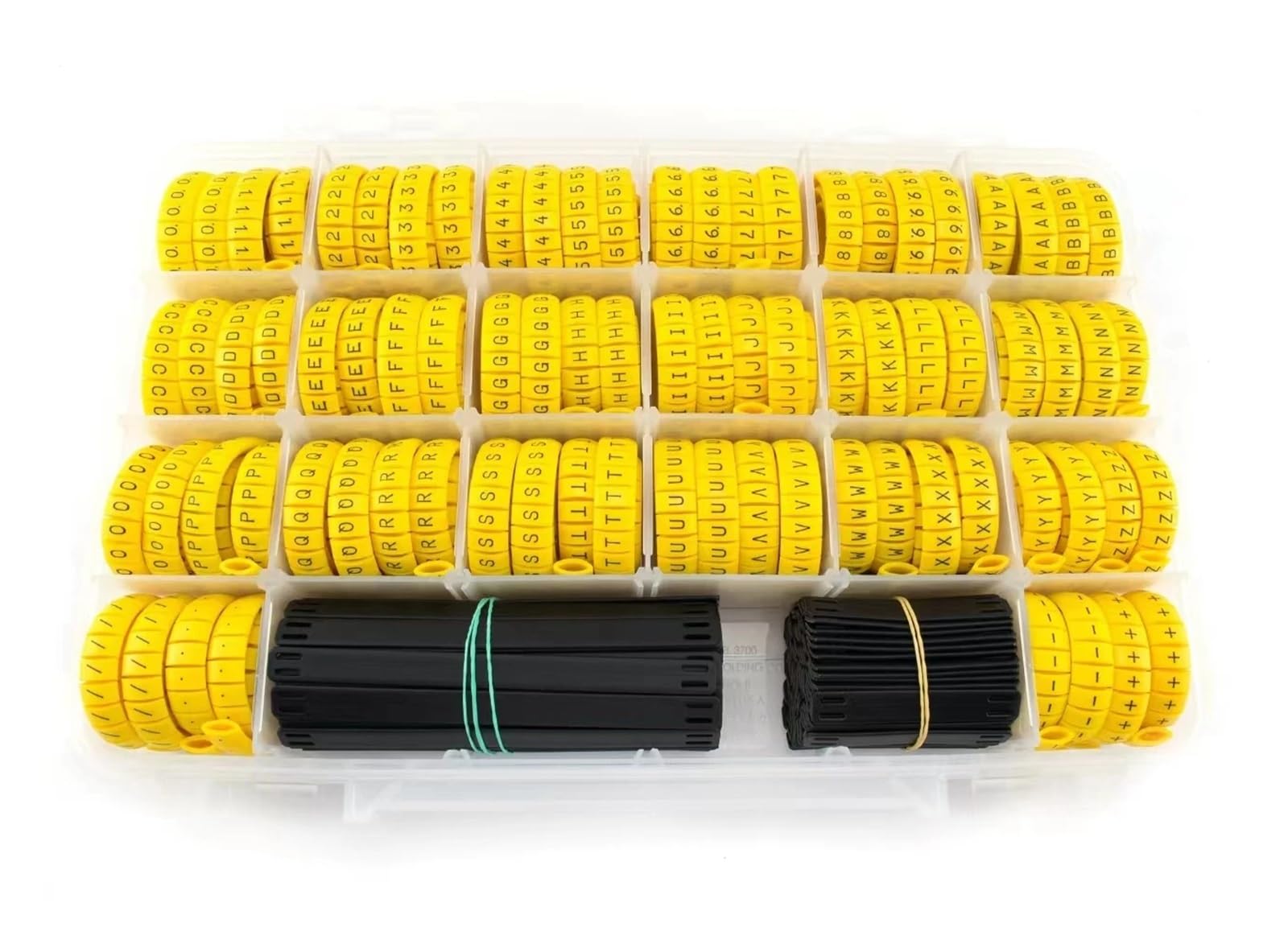 Fengxcui 330Pcs Black On Yellow Route Marker Kit K-Type Cable Marker Tags Cable Number Markers For Cables To A To Z Numbers 0 To 9(330Pcs)