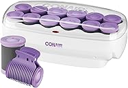 Conair Hot Rollers for Long, Medium & Short Hair, 12 Ceramic Flocked 1½-Inch and 1¾-Inch Heated Hair Rollers with Clips, Hot Curlers for Women, Volume & Curls, Amazon Exclusive