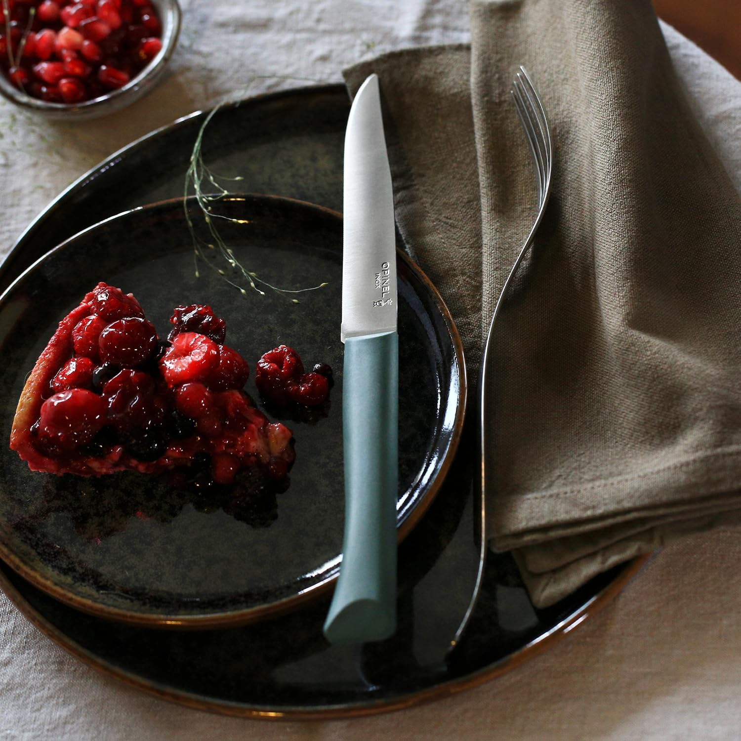 Opinel Set of 4 Bon Appetit+ Dishwasher Safe Serrated Steak Knives - Storm