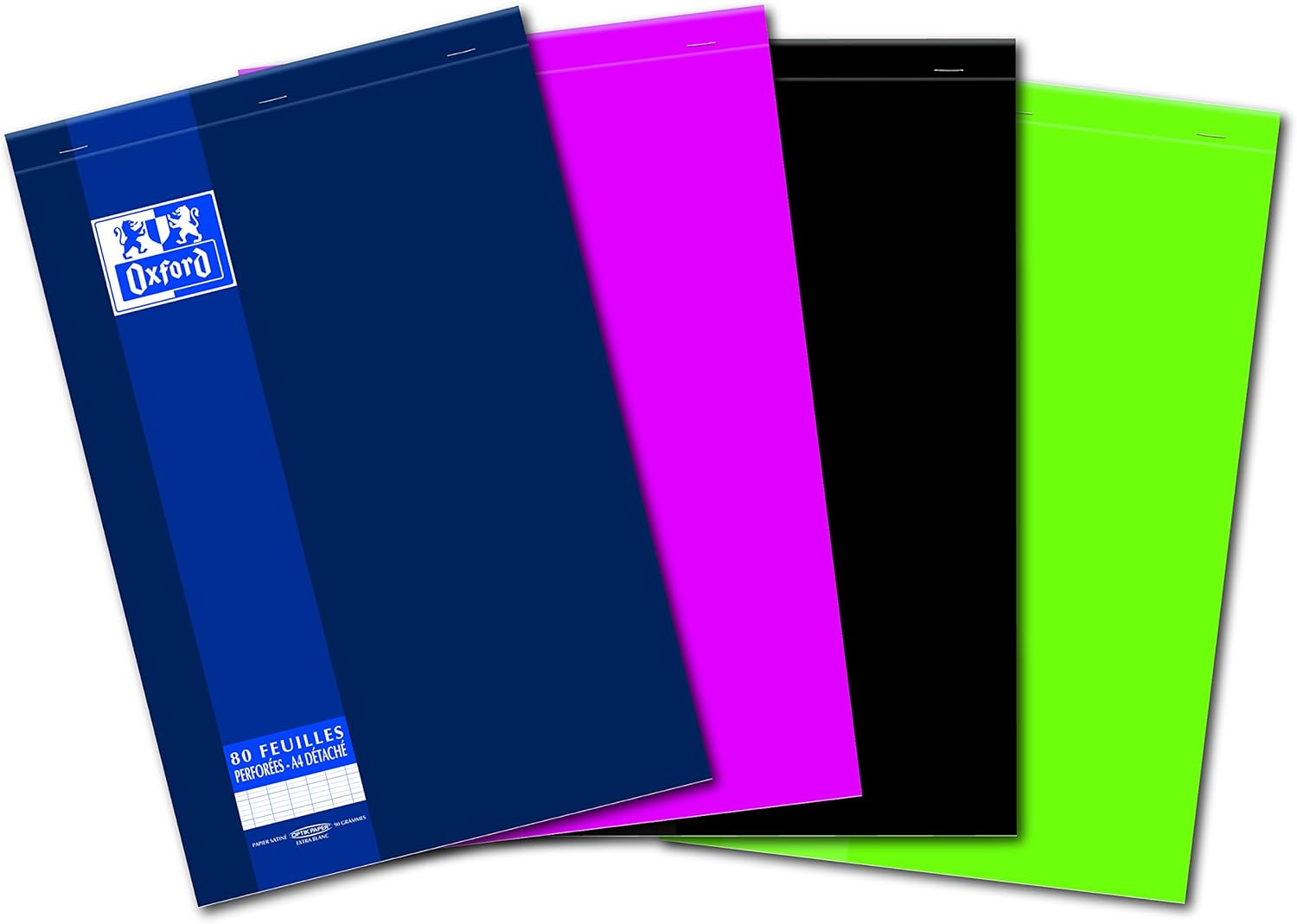 Oxford School Pack of 5 Notepads Large Squares Seyès-Ruled 160 Pages A4 Assorted Colours