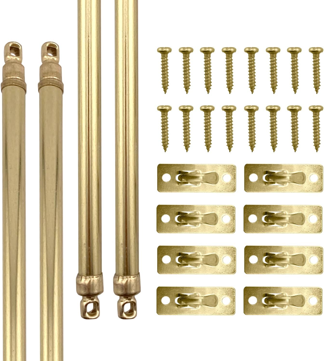 Amazing Drapery Hardware Swivel Sash Curtain Rods with Brass Finish, Set of 4 (Hardware Included) - Adjustable Length 11-19 Inches, Easy to Install Metal Rods for Doors, Windows, and Sidelights 11-19 inch, 4 pack