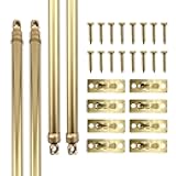 Amazing Drapery Hardware Swivel Sash Curtain Rods with Brass Finish, Set of 4 (Hardware Included) - Adjustable Length 11-19 Inches, Easy to Install Metal Rods for Doors, Windows, and Sidelights