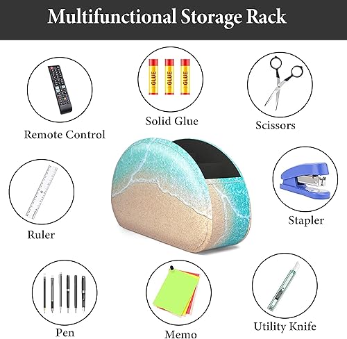 Miniatura 7 de QIELIZI Soporte para control remoto, organizador de escritorio de piel sintética con 5 compartimentos espaciosos para controles remotos de TV,