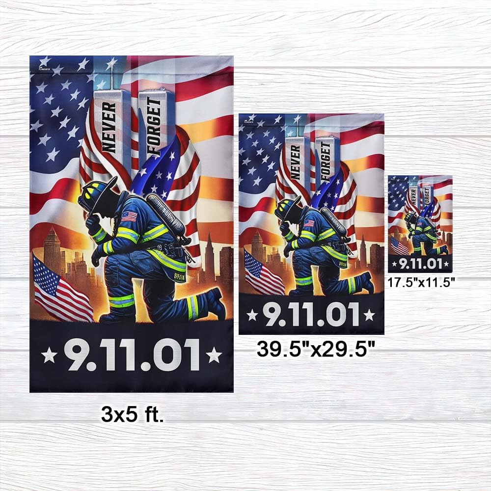 American Flag-Never Forget September 11 Patriot Day 911 Flag MLN3412F, 3x5 ft. Flag-USA Flags Premium Polyester-Decorative Indoor Outdoor Flag