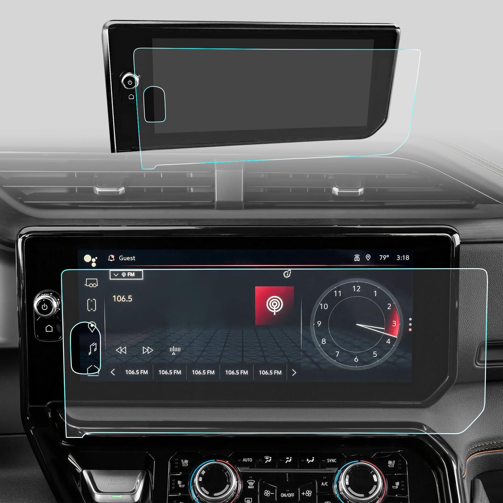 13.4" Matte Screen Protector Compatible with 2022-2024 GMC Sierra 1500 & 2024 GMC Sierra 2500HD/ 3500HD GPS Touch Display Tempered Glass Protector Accessories(9H,Anti Glare Fingerprint)