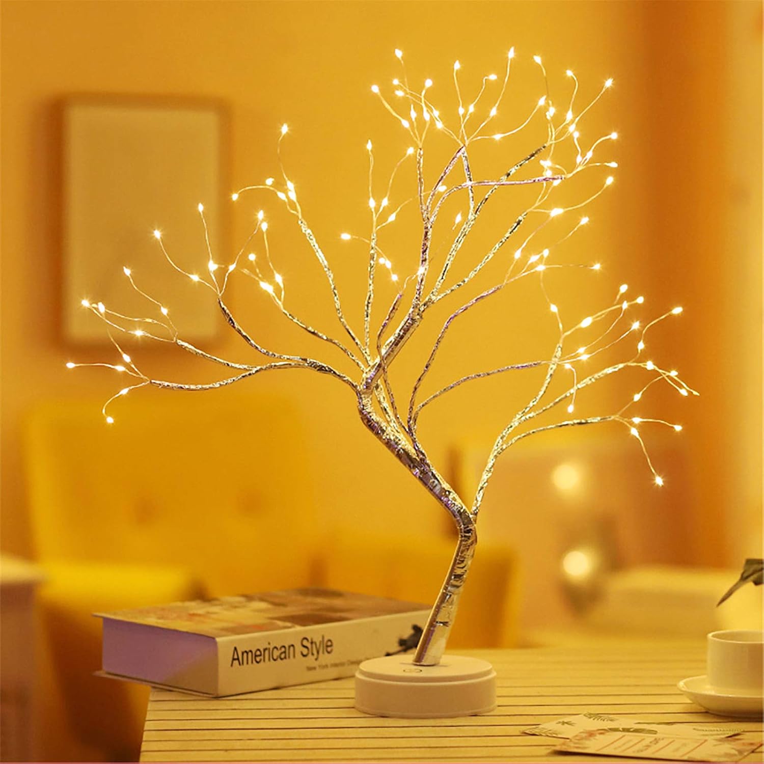 JMEXSUSS Fairy Tree Lamp Indoor Decor, 108 LED Artificial Tree Lights Battery/USB Operated, Fairy Tree Lights for Bedroom, Livingroom, Wedding, Christmas, Birthday, Party Decor(Warm White)