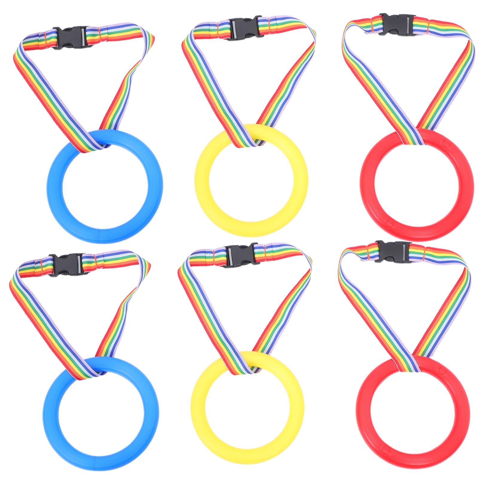 12 Piezas Cuerda para Caminar Desmontable con Asas Redondas para Cuerda de Seguridad Antipedida con Anillas de Plástico Amarillas Azules Rojas para Aula Preescolar y Actividades al