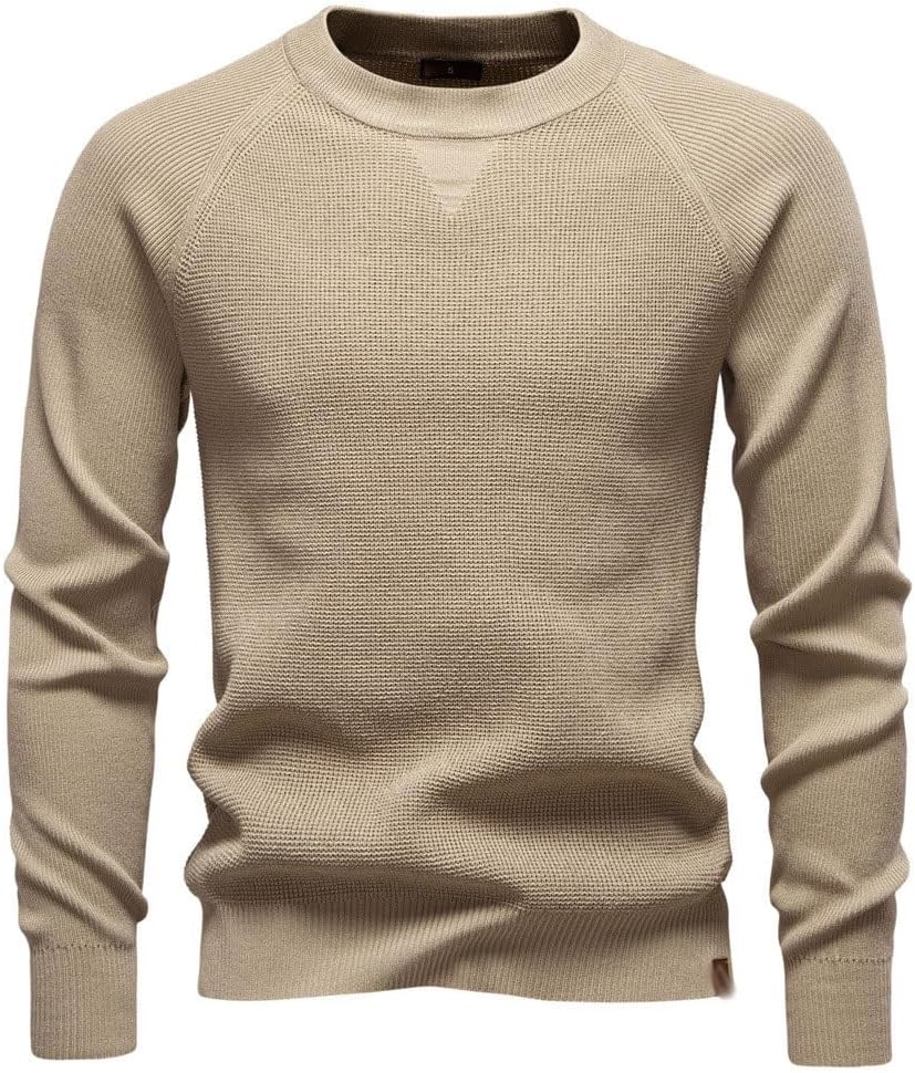 Round Neck Solid Color Sweater Men's Business Casual Knitted Men's Sweaters