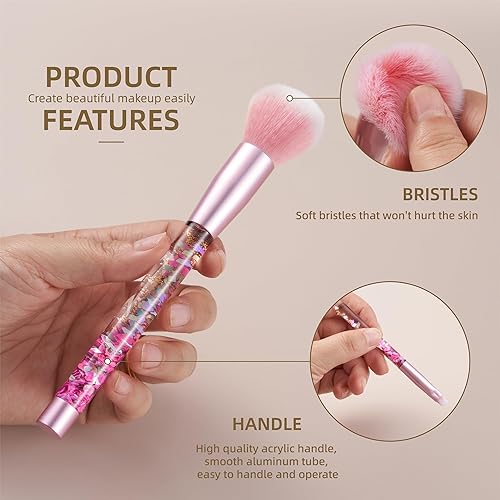 Miniatura 5 de Juego de brochas de maquillaje con purpurina y base de unicornio, brillos, lindo abanico de polvo, rubor, resaltado de labios, sombra de ojos,