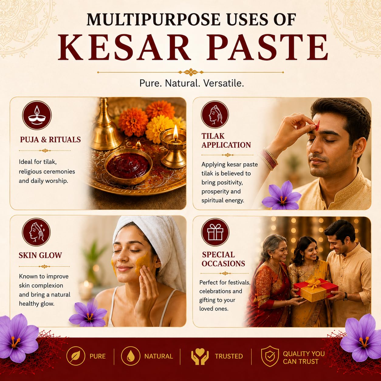 Kesar Tilak Paste & Red Thread - Spiritual Use -2 Kesar Tilak Paste & Red Thread - Spiritual Use -2