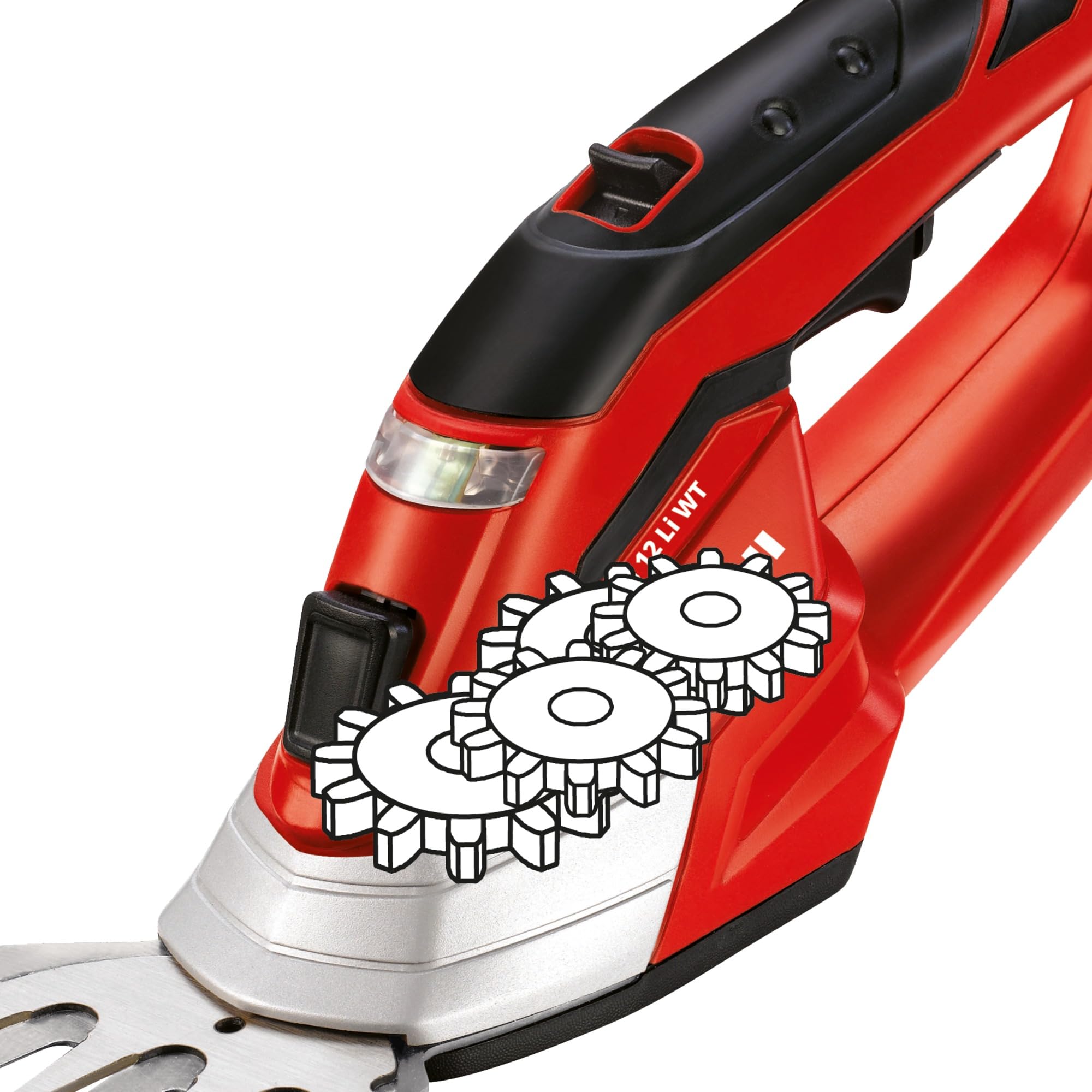 Einhell GE-CG 12 Li akumulatorowe nożyce do trawy i krzewów (litowo-jonowe, 12 V, 1,5 Ah, beznarzędziowa wymiana noży, nóż cięty laserowo, metalowa przekładnia, uchwyt teleskopowy, miękki uchwyt,