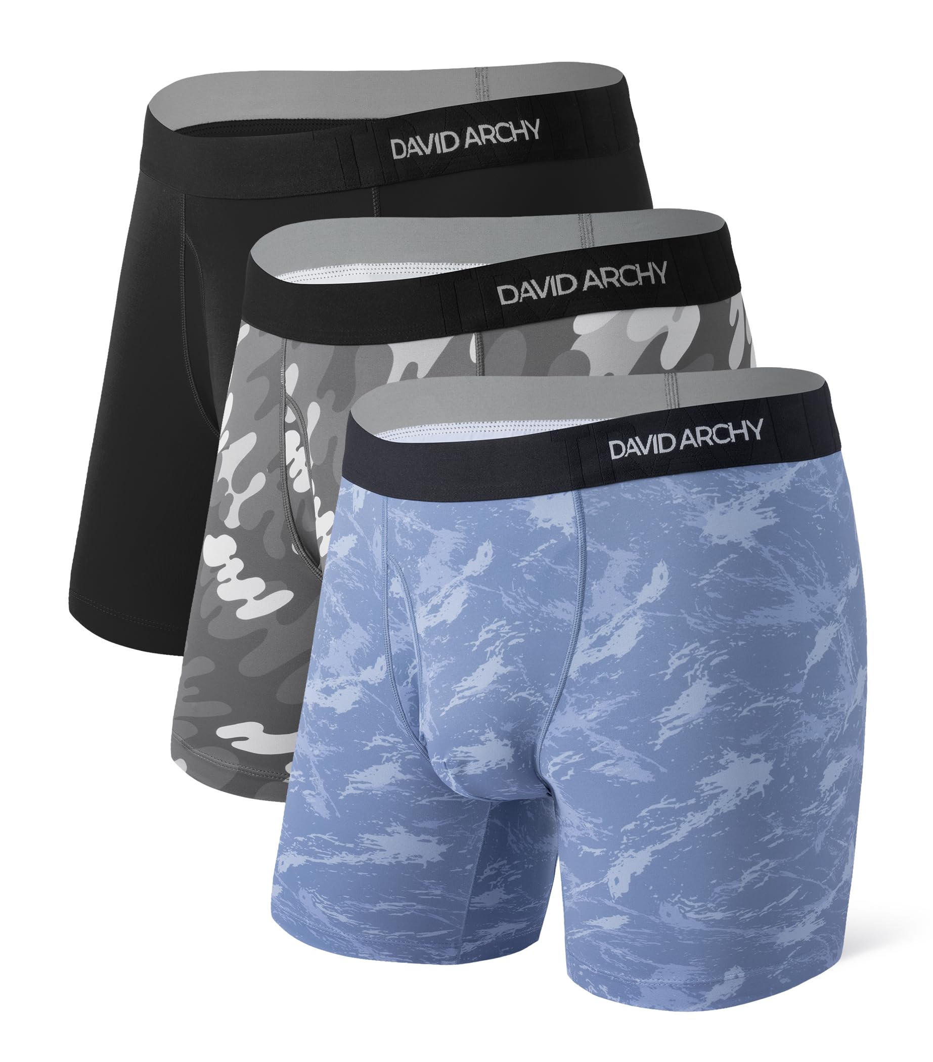 DAVID ARCHY Mens Boxers, Sports Underwear-Quick Dry Breathable Boxer Briefs, Men's Boxer Briefs Underwear