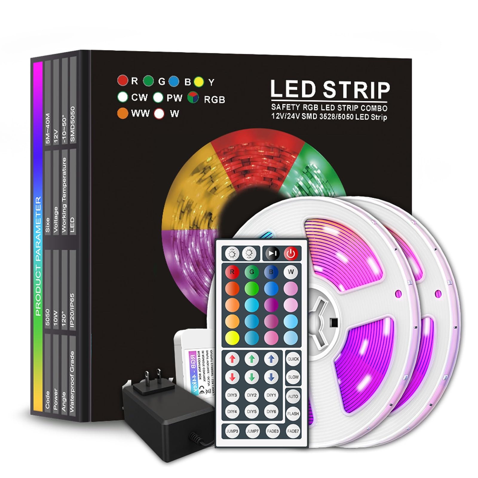DIY Ha Portato Luci Per La TV, Multi-mode Ha Portato Striscia Di Luci Con 44 Tasti Di Controllo Remoto Facile Installare Cuttable Può Essere Utilizzato In Ristorante, Bar, Camera Letto, Sfondo TV(30m)