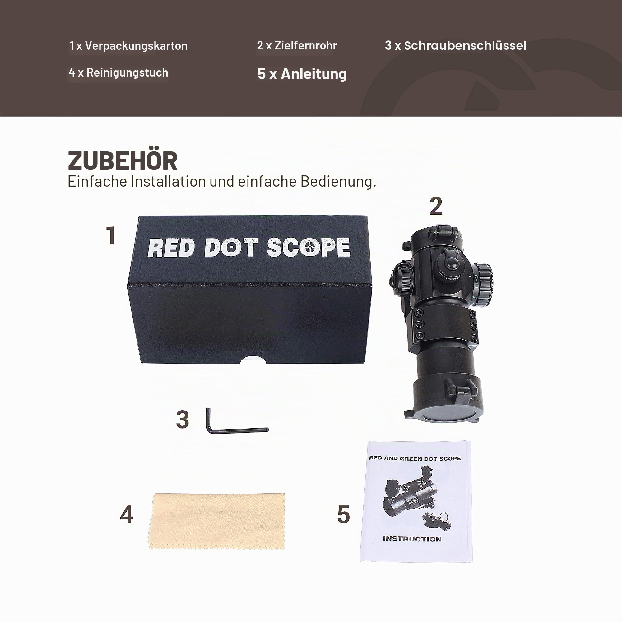 ESSLNB Red Dot Visier Airsoft Scope Leuchtpunktvisier Rotpunktvisier für 22mm/20mm Schiene mit Montage und Schutzkappe