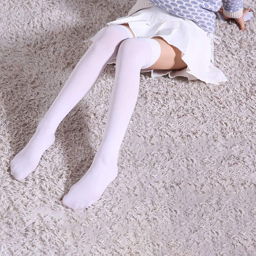 Women's Silk Thigh High Stockings Silicone Top Stocking Stretchy Socks Support Long Casual Cheerleading zwart 4 Pair,Wit-One Size