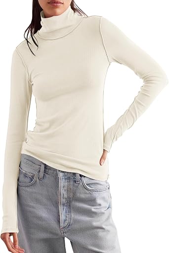 Ugerlov Womens Turtleneck Long Sleeve Shirts Fall Winter Basic Fitted Tops Slim Fit Layering Thermal Underwear Tops